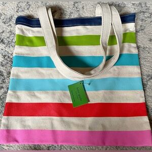 NWT Multicolor Striped Kate Spade Candy Stripe Canvas Tote Bag